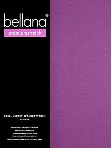 bellana® premiumstretch Edel-Elastic-Jersey Spannbetttuch für Wasserbetten und Boxspringbetten, 140-160 x 200-220 cm, violett