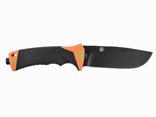 Ganzo Messer G8012 Outdoormesser, 8CR13-Stahl, Drop Point, Gurtschneider, Feuerstein, Bushcraft, Farbe:orange
