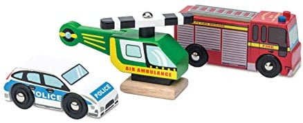 Le Toy Van - Cars & Construction Wooden Emergency Vehicle Set Car Toy Play Set - Set 3 Cars | Play Vehicle Kids Role Play Toys - Suitable For 2 Year Old +