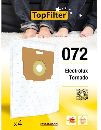 TopFilter Sacs aspirateur 4 pièces pour Electrolux et Tornado, Boîte de sacs d'aspiration en non-tissé, 4 sacs à poussière (30 x 26 x 0,1 cm)