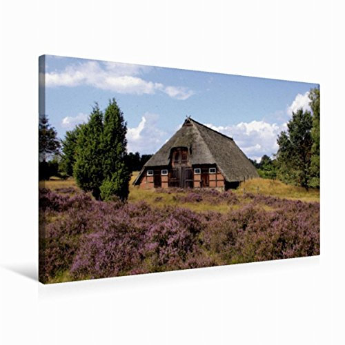 Premium Textil-Leinwand 75 x 50 cm Quer-Format Schafstall in der Lüneburger Heide | Wandbild, HD-Bild auf Keilrahmen, Fertigbild auf hochwertigem Vlies, Leinwanddruck von Bildarchiv Reupert