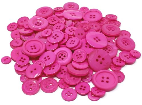 Wedding Touches Knopfsortiment aus Acryl / Kunstharz, für Karten und Verzierungen, fuchsia, rosa, 100 g-Beutel