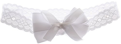 Baby & Kinder Haarband ab 0M Stirnband Kopfband Band Taufe Weiß Kopfschmuck (KU 44-46cm.)