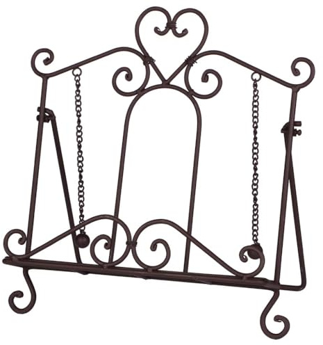 Cook Book Stand Antique Brown Tabletop Cast Iron Folding Easel (N148-AB) | Cookbook Stand, Kitchen Worktop, Book Storage, Page Weights, Folding, Cast Iron, Scrolled Design, Recycled Metal