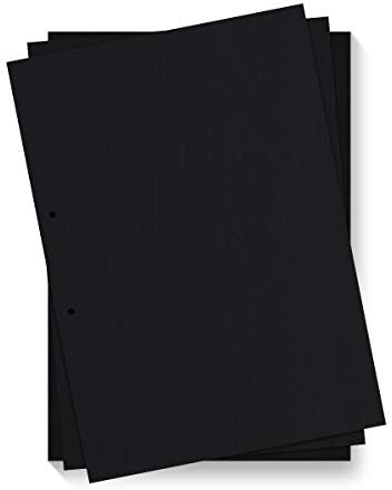 50 x Extra Blätter Fotokarton 300g/qm gelocht DIN A4 hoch 210 x 297 mm - Schwarz