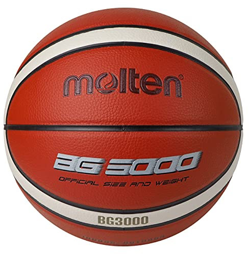 Molten BG3000 Basketball, für drinnen und draußen, Kunstleder, Größe 6, orange/elfenbeinfarben, geeignet für Jungen im Alter von 12, 13, 14 und Mädchen im Alter von 14 und Erwachsene, 32