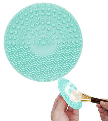 GODR7OY Makeup Brush Cleaning Mat, Portable, Natural, Suction Cups, Washing Tool For Makeup Brushes, Small (Green)