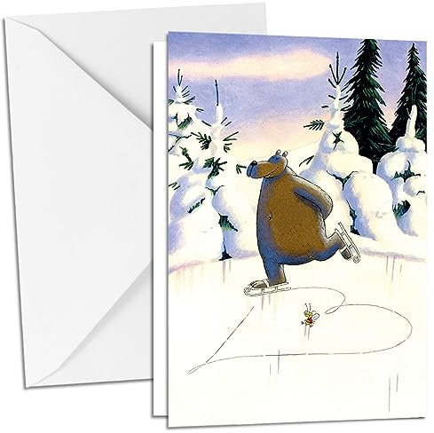 Postkarte 10,5 x 14,8 cm (hoch) • 24190-5 ''KD Schlittschuh-Herz'' von Inkognito • Künstler: INKOGNITO © Steffen Butz • Satire • Tiere • Liebe/Romantik