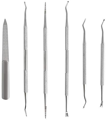 Yangfei Eckenheber Fußpflege Set, Fußpflegeinstrument-Doppelinstrument Profi-Maniküre-Pediküre-Nagelpflege Set mit 1 Stück Nagelhautschieber aus Edelstahl Eingewachsene Zehennägel Set