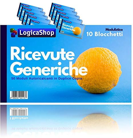 LogicaShop Quittungsblock Allgemeine Zahlung in doppelter Ausfertigung, selbstdurchschreibend, für Sportvereine und Miete, 50 x 2 (10)