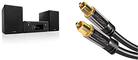 Denon CEOL N-10 Kompaktanlage, HiFi Verstärker, CD-Player, Internetradio, Musikstreaming, HEOS Multiroom, 2 Optische TV-Eingänge, schwarz & KabelDirekt - Optisches Kabel / Toslink Kabel - 2m