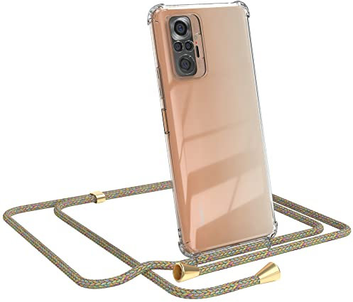 EAZY CASE Handykette kompatibel mit Xiaomi Redmi Note 10 Pro Handyhülle mit Umhängeband, Handykordel mit Schutzhülle, Silikonhülle, Hülle mit Band, Stylische Kette mit Hülle für Smartphone, Rainbow