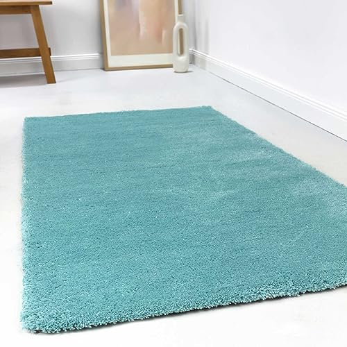 Wecon Home Kuschelig weicher Esprit Hochflor Teppich, bestens geeignet fürs Wohnzimmer, Schlafzimmer und Kinderzimmer RELAXX (130 x 190 cm, türkis)