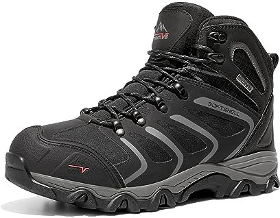 NORTIV 8 Herren Outdoorschuhe Wanderstiefel Trekking Wanderschuhe Wasserdicht Mid Kletterschuhe Bergsteigen Klettern Wandern Schuhe Hiking Boots,Size 41,Schwarz/Dunkel/Grau,160448_M-E