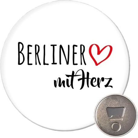 Huuraa Magnet Berliner mit Herz Geschenk 59mm Flaschenöffner Berliner Geschenkidee