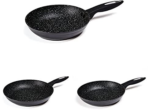 Zyliss E980063 Ultimate Non-Stick Frying Pan | 20cm/24cm/28cm Set | Forged Aluminium | Black | Rockpearl Plus Non-Stick Technology | Suitable for All Hobs Including Induction