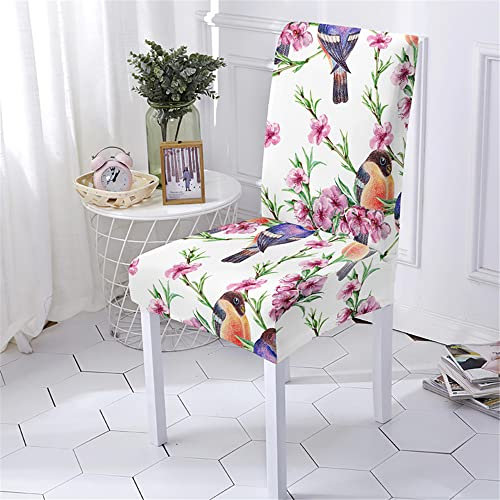 Chickwin Stuhlhussen Stretch 6er 4er 2er Set, Universal Abnehmbare Waschbar Elegant Blumen Drucken Elastischer Stuhlbezug Für Hochzeit, Küche, Hotel, Partys Deko (Pinke Blume,6 Stück)