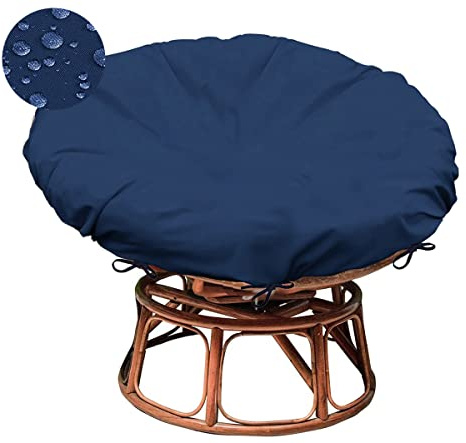Sqodok Papasan Cushion Cover Only, 55in Outdoor Indoor Papasan Chair Cushion Covers Water Resistant, Machine Washable Papasan Chair Cushion Slipcover with Zipper and Straps (Navy)
