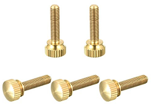 sourcing map Rändelschrauben, M5 x 20 mm, Messing-Schulterschrauben, abgestufte Griffknöpfe für PC, elektronisch, mechanisch, 5 Stück