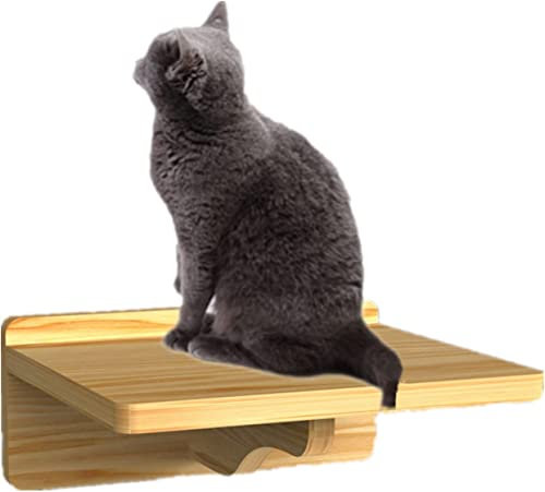 SBY Wall Mounted Cat Shelf,Wooden Cat Perch Platform Steps Climbing Board Air Pet Play Furniture (S)