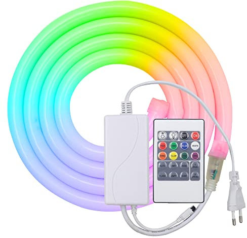 HEGEHE RGB Neon LED Streifen, 360° illumination Wasserdicht Diffusion Silikon Flexibel LED Lichtband Neon Schlauch für Innen Aussenbereich Heim DIY Festival Deko (20M)