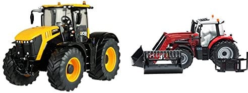 Britains 1:32 JCB 8330 Fastrac Tractor Toy, Collectable Farm Set Toy Tractors for Children & 1:32 Massey Ferguson 6616 Tractor with Front Loader, Farm Set Toy Tractors for Children, 43082A1