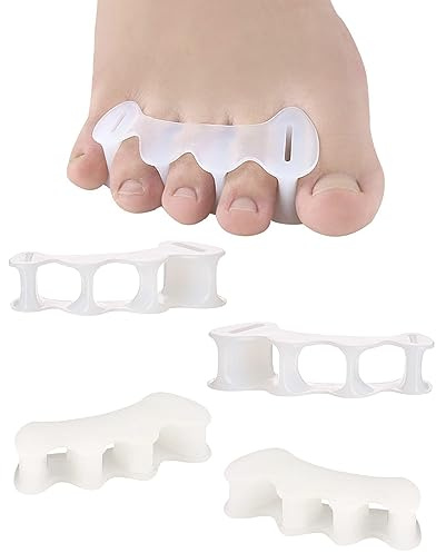 2 Pair Bunion Toe Separators Toe Spacers for Feet Women Men to Correct Their Toes, Foot Alignment, Silicone Toe Spreaders Toe Straightener for Hammertoe, Curled Toes (M, 2 Firm+2 Soft)