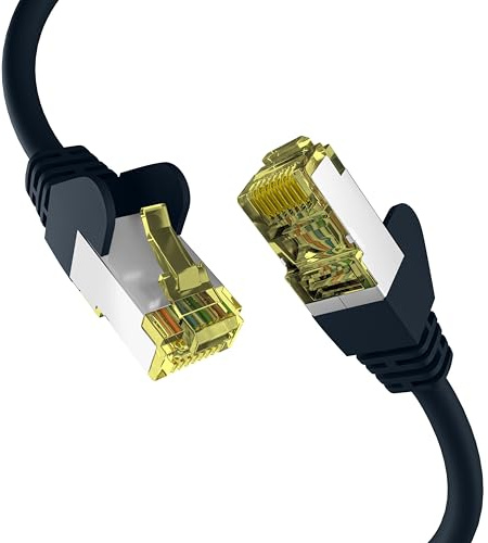 EFB-Elektronik - CAT. 6a Netzwerkkabel bis zu 10 Gbit - 2 m LAN Kabel Ethernet Kabel Patchkabel mit Klinken-/Knickschutz - RJ45 Anschluss, S/FTP PIMF Schirmung - Schwarz