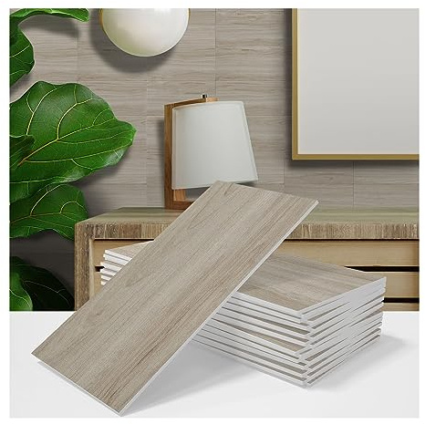 Uziqueif Adesivi per Piastrelle Adesive per Bagno e Paraschizzi Cucina - 20cmx10cm Decorazione murale in PVC＆PE, Impermeabile, Autoadesivi, per Bagno Cucina Parete Fai da Te,Beige 46,32pcs