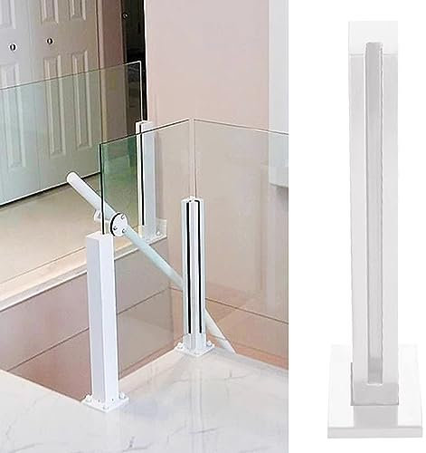 Poste de Barandilla Poste de Cristal de La Barandilla del Metal Blanco, Abrazadera de Columna de Barandilla de Vidrio para Pasamanos de Escalera, Balcón Patio Cubierta Esgrima Barandilla de Vidrio (C
