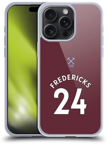 Head Case Designs Offizielle West Ham United FC Ryan Fredericks 2020/21 Spieler Home Kit Gelhülle [Militärischer Schutzgrad] Kompatibel Mit Apple iPhone 15 Pro Max Und Kompatibel Mit MagSafe