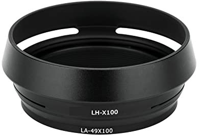 LH-X100 AR-X100 Gegenlichtblende aus Metall mit 49-mm-Filteradapterring, for Fuji for Fujifilm X100V X100F X100T X100S X100 X70 (Size : Black)