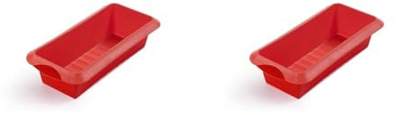 Lékué - Molde de silicona Rectangular, Rojo, 24cm (Paquete de 2)