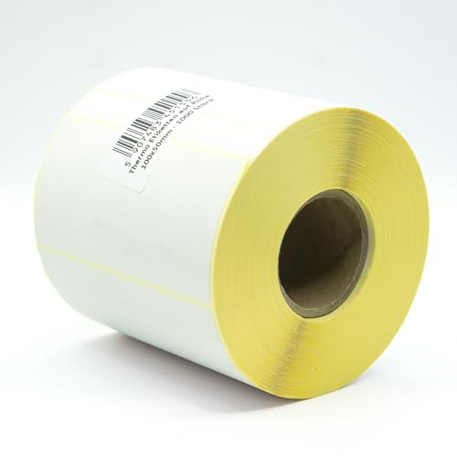 MDlabels Weiße Thermo etiketten auf Rolle 100x50mm 1000 Stück - permanent haftend, für Barcode, weiße Klebeetiketten zur Beschriftung Thermische etiketten