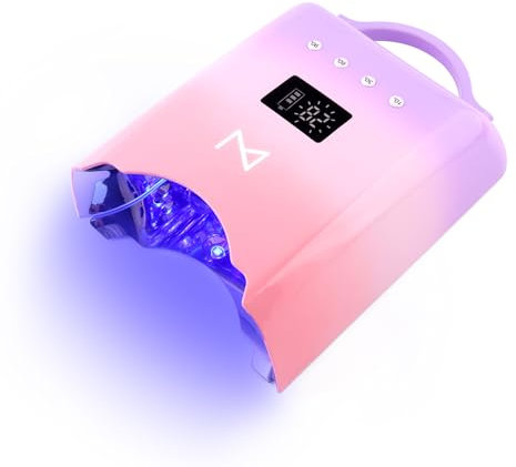 M - NEO Cordless & Rechargeable Nail Curing Lamp 78W with 4 LCD Time Display Timer, Auto Sensor, and Spacious Interior for All Hand Sizes and Nail Lengths (Gradient Purple Pink)