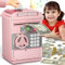 Sparschwein für Mädchen im Alter von 3–12 Jahren, Passwort-Spardose für Kinder, Geldautomat Sparkasse, elektronisches Geld Bargeld Münzen Spardose, sicher für Kinder (Roségold)