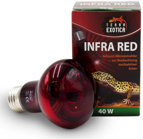 Infra Red Rotlichtlampe für Reptilien - Infrarot Terrarium Wärmelampe für Eidechsen, Schildkröten, Vogelspinnen, Küken, Kaninchen (40 Watt, 1, stück)