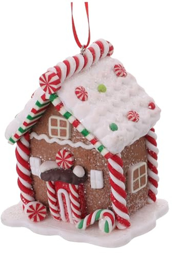 Cabilock Christmas Tree Pendant Xmas Tree Hanging House Gingerbread House Decorative Christmas Candy Ginger Fabric Kettle Decorations Mini Resin Candy Cane