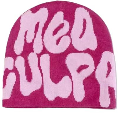 Awesomeapex Grafik MEA Mütze Y2k Frauen, Männer Winter Culpa Mütze, Totenkopf Mütze schwarz weiß