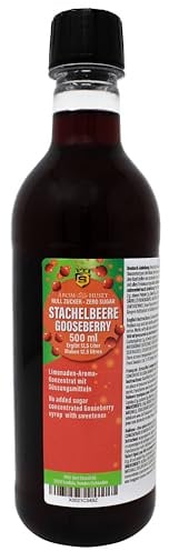 Zero Zuckerfreies Soda Rotes Stachelbeer-Konzentrat | 500ml-Flasche ergibt 12,5 L Getränk | Aspartamfrei | Zuckerfrei | Kalorienarm | ohne Nachgeschmack | für alle Wassersprudler | Exklusiv bei Amazon