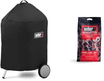 WEBER Accessoire Barbecue 7143 Housse de Luxe Barbecue Charbon 57 cm & Briquettes de Charbon - Sac 8 kg - Charbon de Bois pour Barbecues Weber - Combustible BBQ