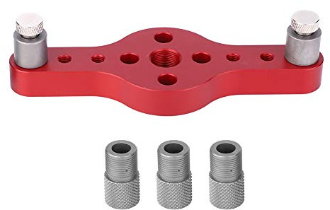Joyzan Vertical Pocket Jig, Hole Woodworking Doweling Kit Self Centering Floating Shelf Drill Guide Wood Punch Positioner Locator Dowel Aluminum Alloy Straight Bracket for Invisible Shelves Tool Bit