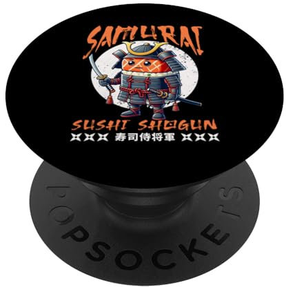 Japanische Samurai-Sushi-Lebensmittel-Grafik für Männer, Jungen, Frauen, Kinder PopSockets mit austauschbarem PopGrip