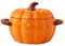 Justup Ciotola per zuppa con manico, 1,9 l, in ceramica, per zuppa di zucca, in ceramica, con coperchio, decorazione di Halloween, pentole Stockpot per la casa (arancione)