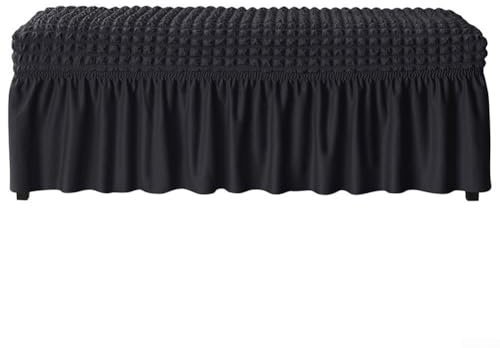 Funda larga para silla con rejilla de burbujas 3D, ajuste cómodo, evita la acumulación de polvo (negro)
