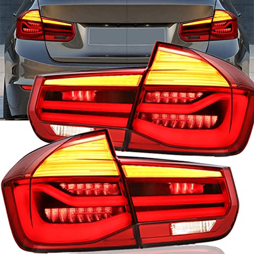 VLAND Rücklicht-Komplettsets Rücklichter Kompatibel mit BMW 3er Serie F30 F35 F80 2012-2018, Rückleuchten mit sequenziellem Blinklicht, Linsenfarbe rot