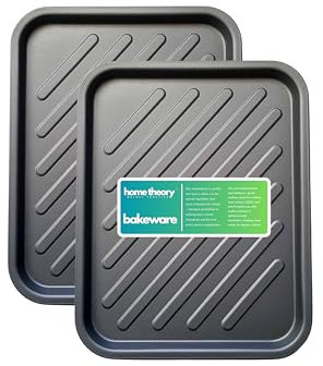Home Theory Bakeware Lot de 2 plaques de cuisson anti-adhésives Passe au lave-vaisselle 38 cm