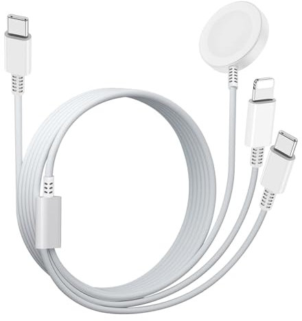 Upgraded Version 3 in 1 Fast iPhone Watch Charger, Charger Cable for Apple Watch,USB C Multi-Function Fast Charging Cable for Apple Watch/iPhone/Airpods, Compatible with iWatch Ultra/SE/10/9/8/7/6 etc