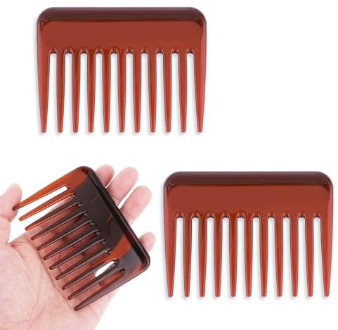 2 Pack breiter Zahn Kamm für nasses Haar, Mini breiter Zahn Kamm Haar entwirren Kamm Braun Reise HaarKamm Bart Kamm Taschen Kamm Haars tyling Kamm Reise Geldbörse Kamm für lockige