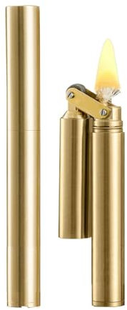 Vintage Graben Feuerzeug Kerosin Kupfer Feuerzeug Cool Feuerzeug Messing Zigarettenanzünder Großes Geschenk für Männer Papa Ehemann (Gold)